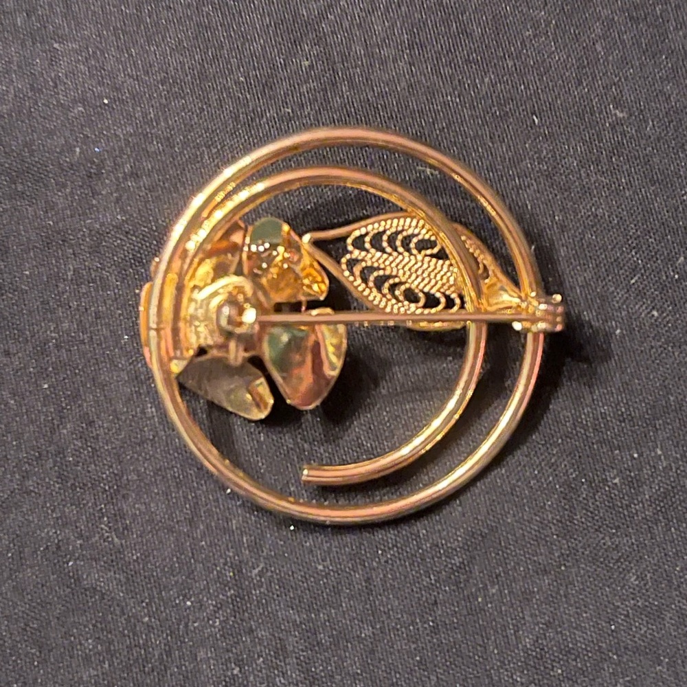 Sarah Coventry Gold Rose Circle Brooch vintage - Picture 3 of 6